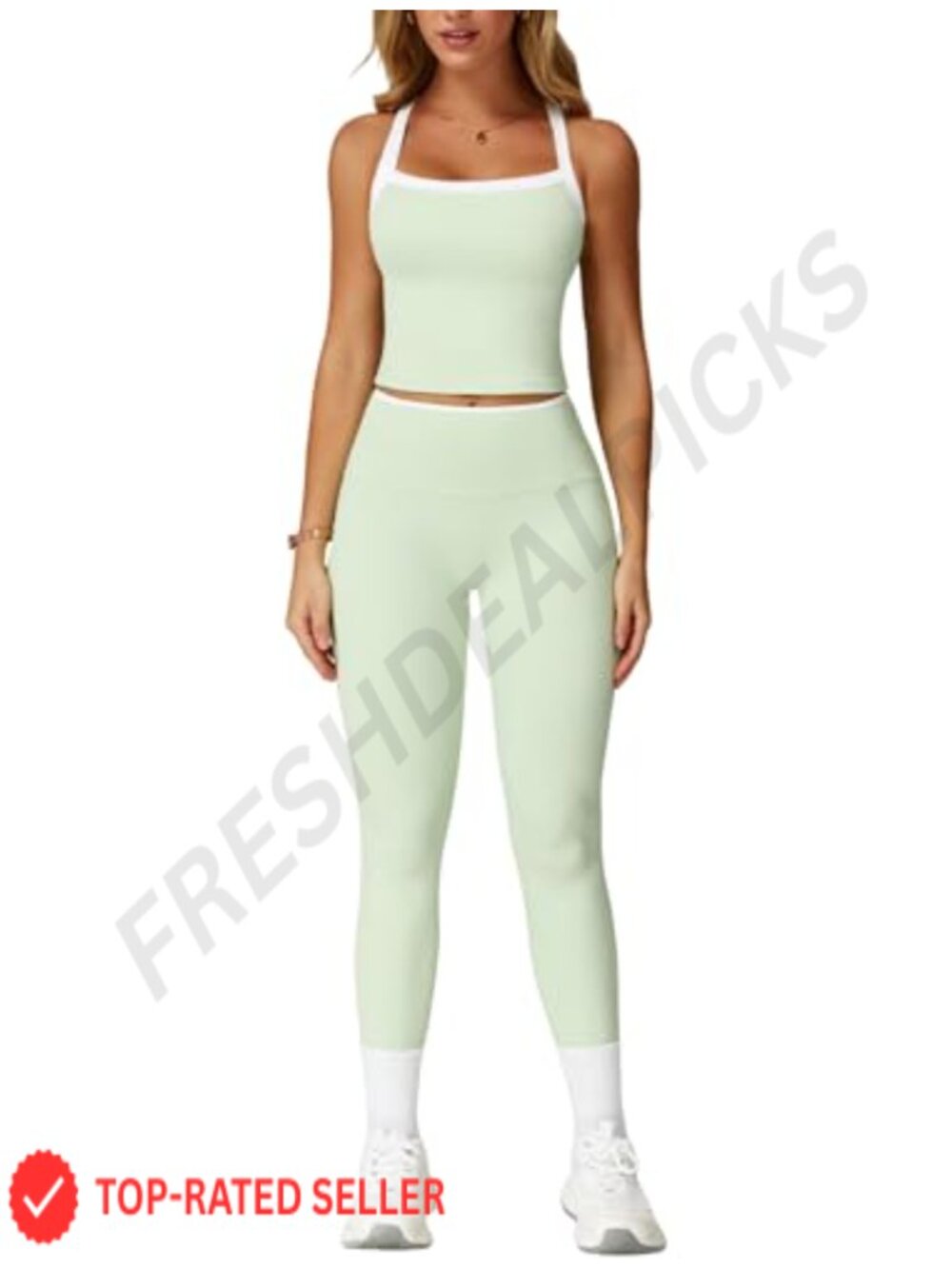 2 Piece Workout Set Padded Criss Cross Tank & High Waist Leggings